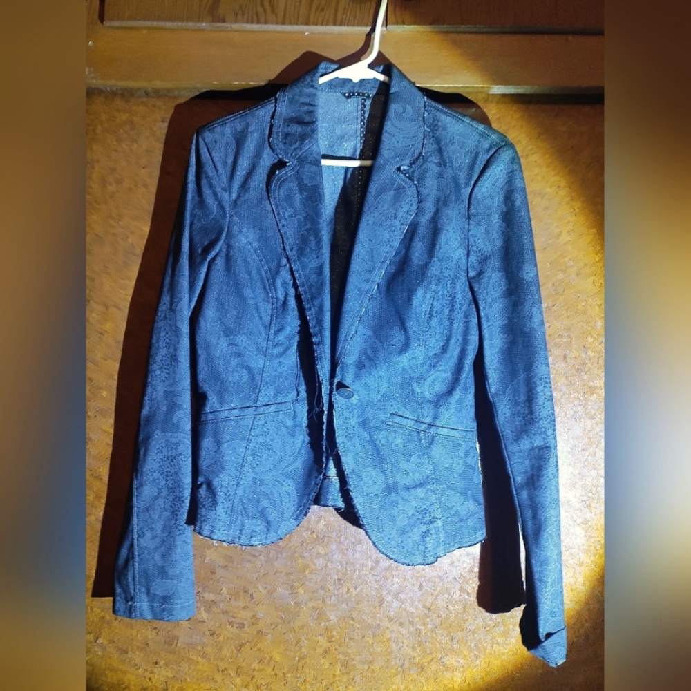 Sisley Stretch Denim Like Sparkle  Denim Jacket/Blazer Size M